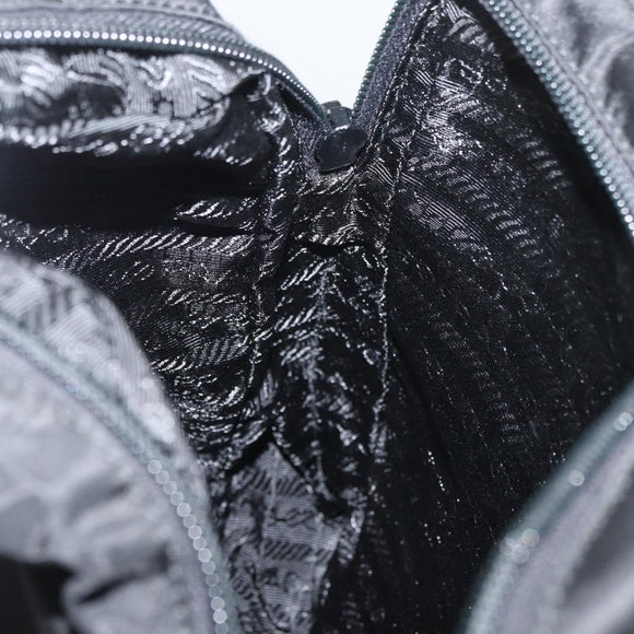 PRADA Backpack Nylon Leather Black Silver Auth 175358