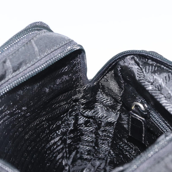 PRADA Backpack Nylon Leather Black Silver Auth 175358
