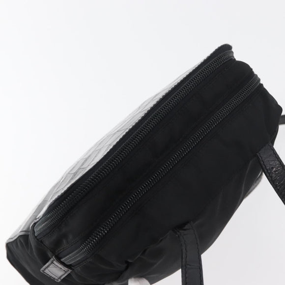 PRADA Backpack Nylon Leather Black Silver Auth 175358