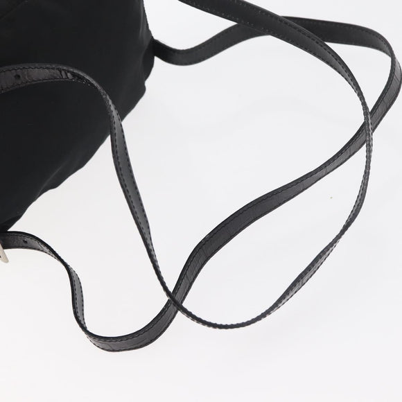 PRADA Backpack Nylon Leather Black Silver Auth 175358
