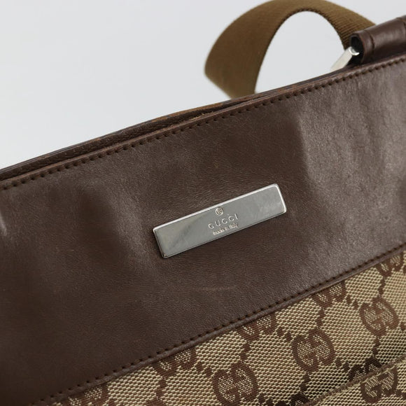 GUCCI GG Canvas Shoulder Bag Beige Silver 27639 Auth 175360