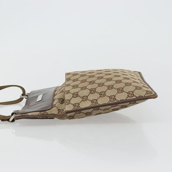 GUCCI GG Canvas Shoulder Bag Beige Silver 27639 Auth 175360