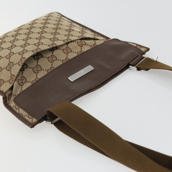 GUCCI GG Canvas Shoulder Bag Beige Silver 27639 Auth 175360