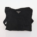 PRADA Shoulder Bag Nylon Canvas Leather 4 Set Black Beige Auth 175363-14