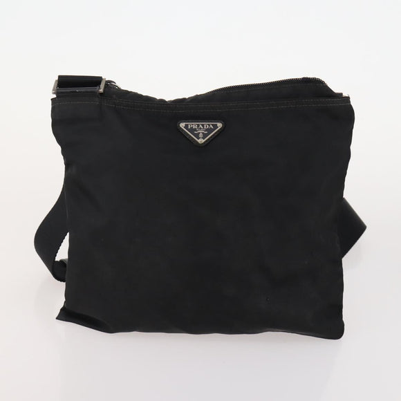 PRADA Shoulder Bag Nylon Canvas Leather 4 Set Black Beige Auth 175363