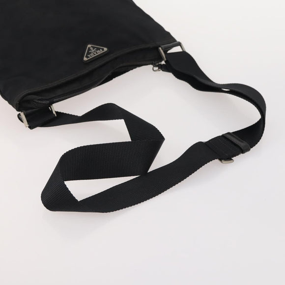 PRADA Shoulder Bag Nylon Canvas Leather 4 Set Black Beige Auth 175363