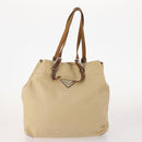 PRADA Shoulder Bag Nylon Canvas Leather 4 Set Black Beige Auth 175363-2