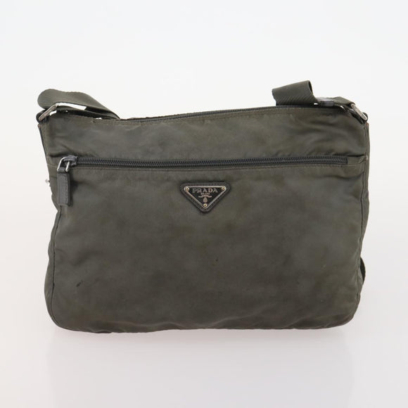 PRADA Shoulder Bag Nylon Canvas Leather 4 Set Black Beige Auth 175363