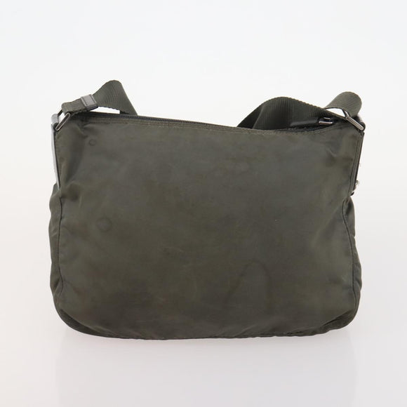 PRADA Shoulder Bag Nylon Canvas Leather 4 Set Black Beige Auth 175363
