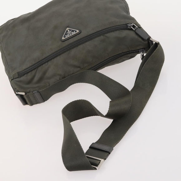 PRADA Shoulder Bag Nylon Canvas Leather 4 Set Black Beige Auth 175363
