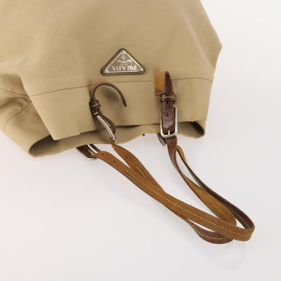 PRADA Shoulder Bag Nylon Canvas Leather 4 Set Black Beige Auth 175363