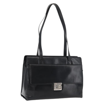 GUCCI Tote Bag Leather Black Silver Auth 175365