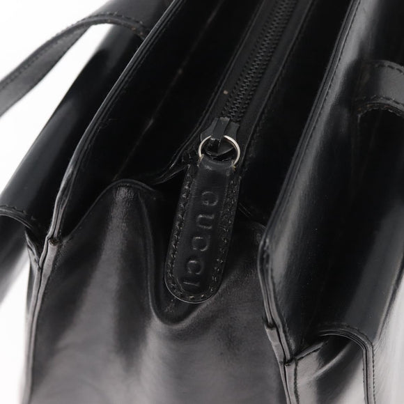 GUCCI Tragetasche Leder Schwarz Silber Original 175365