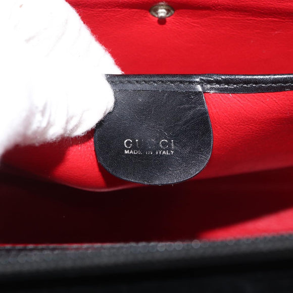 GUCCI Tragetasche Leder Schwarz Silber Original 175365