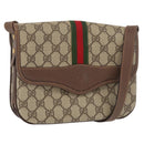 GUCCI GG Supreme Web Sherry Line Shoulder Bag PVC Beige Gold Auth 175366-1