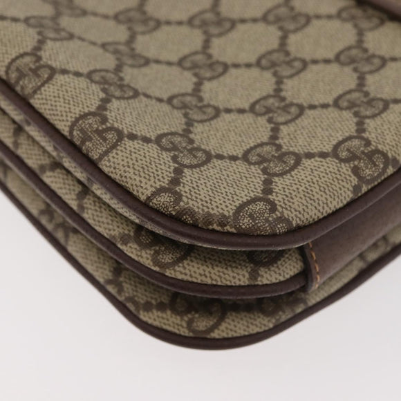 GUCCI GG Supreme Web Sherry Line Shoulder Bag PVC Beige Gold Auth 175366