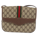 GUCCI GG Supreme Web Sherry Line Shoulder Bag PVC Beige Gold Auth 175366-13