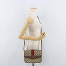GUCCI GG Supreme Web Sherry Line Shoulder Bag PVC Beige Gold Auth 175366-25