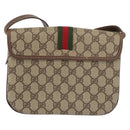 GUCCI GG Supreme Web Sherry Line Shoulder Bag PVC Beige Gold Auth 175366-2