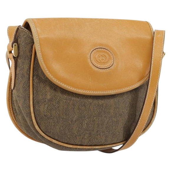 GUCCI Shoulder Bag Canvas Beige Gold Auth 175367