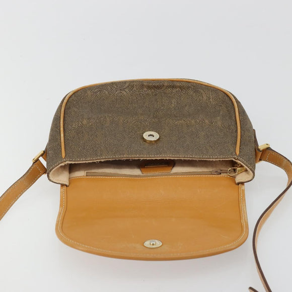GUCCI Shoulder Bag Canvas Beige Gold Auth 175367