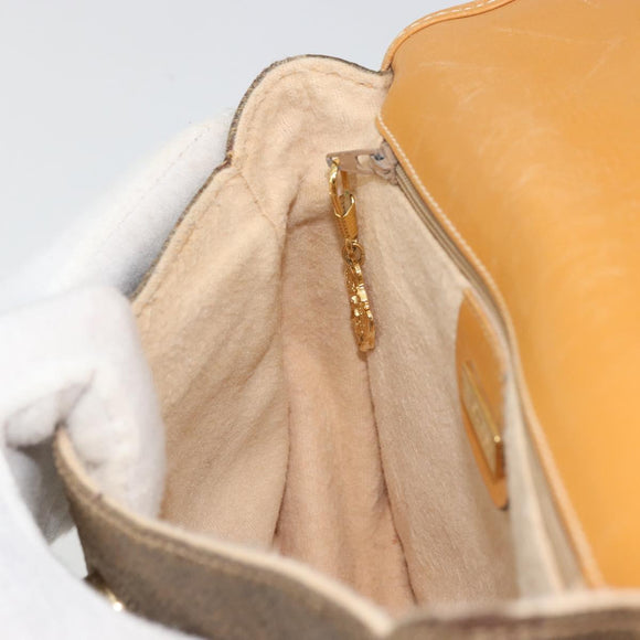 GUCCI Shoulder Bag Canvas Beige Gold Auth 175367