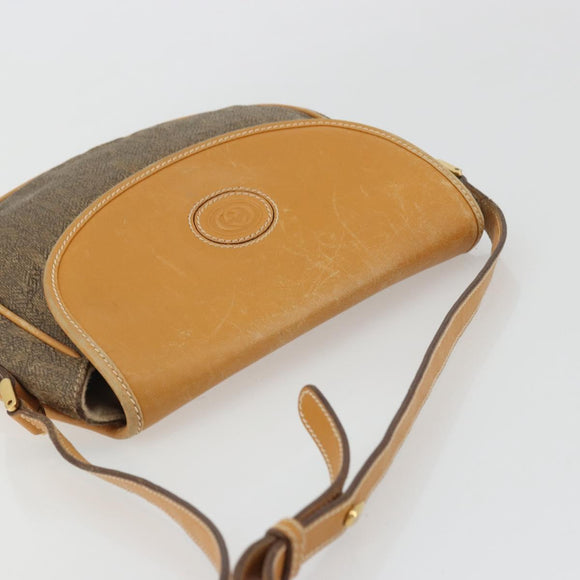 GUCCI Shoulder Bag Canvas Beige Gold Auth 175367