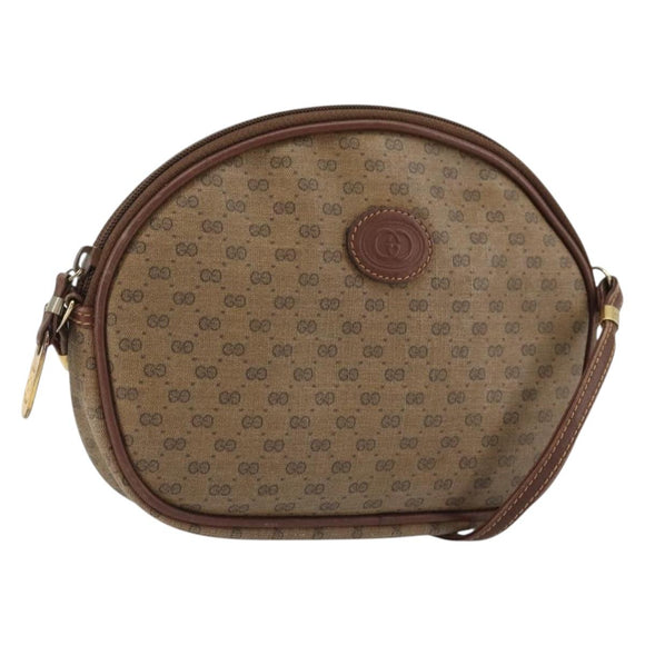 GUCCI Micro GG Supreme Shoulder Bag PVC Beige Gold Auth 175369