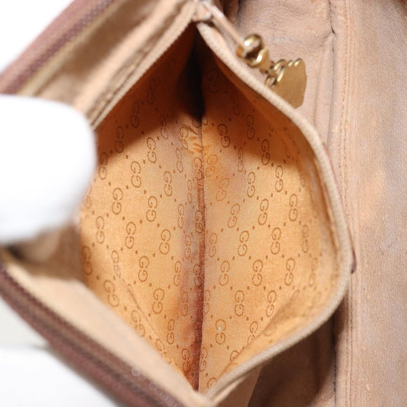 GUCCI Micro GG Supreme Shoulder Bag PVC Beige Gold Auth 175369