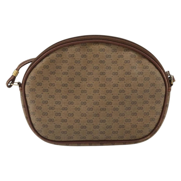 GUCCI Micro GG Supreme Shoulder Bag PVC Beige Gold Auth 175369