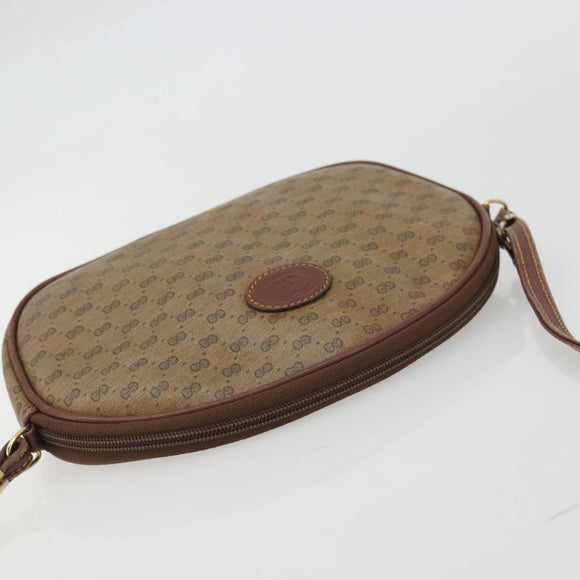 GUCCI Micro GG Supreme Shoulder Bag PVC Beige Gold Auth 175369