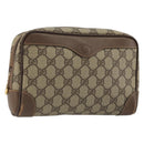 GUCCI GG Supreme Clutch Bag PVC Beige Gold Auth 175370-1