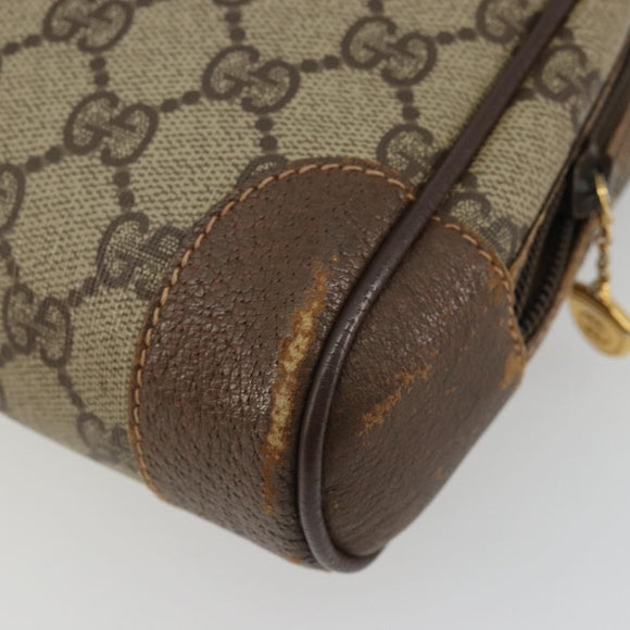 GUCCI GG Supreme Clutch Bag PVC Beige Gold Auth 175370