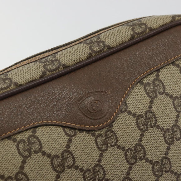 GUCCI GG Supreme Clutch Bag PVC Beige Gold Auth 175370