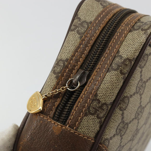 GUCCI GG Supreme Clutch Bag PVC Beige Gold Auth 175370