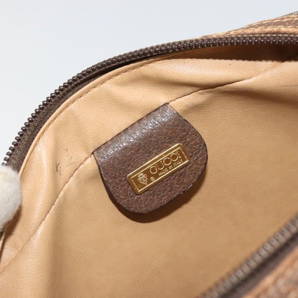 GUCCI GG Supreme Clutch Bag PVC Beige Gold Auth 175370