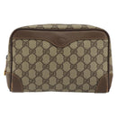 GUCCI GG Supreme Clutch Bag PVC Beige Gold Auth 175370-2