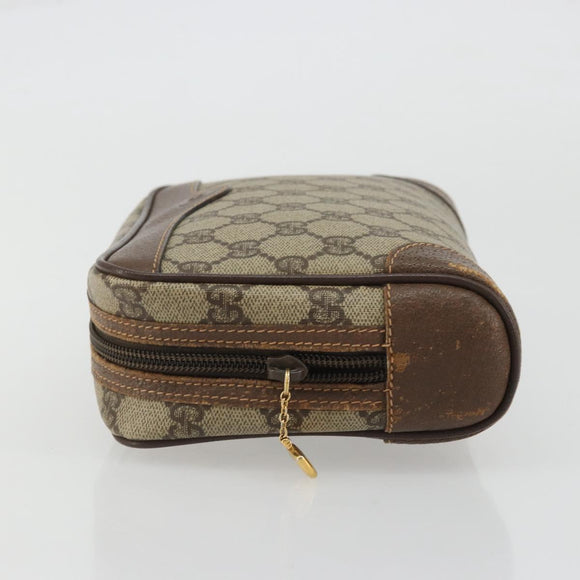 GUCCI GG Supreme Clutch Bag PVC Beige Gold Auth 175370