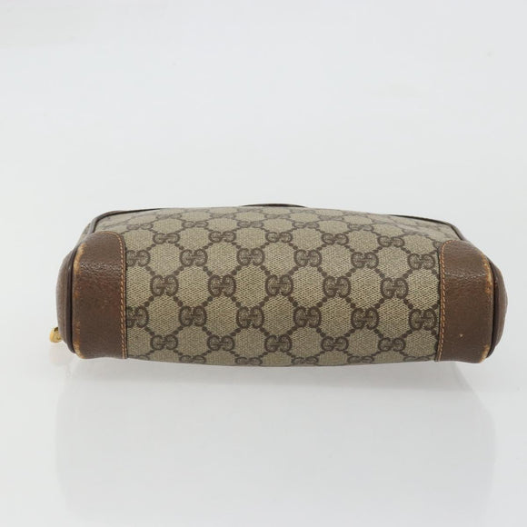 GUCCI GG Supreme Clutch Bag PVC Beige Gold Auth 175370