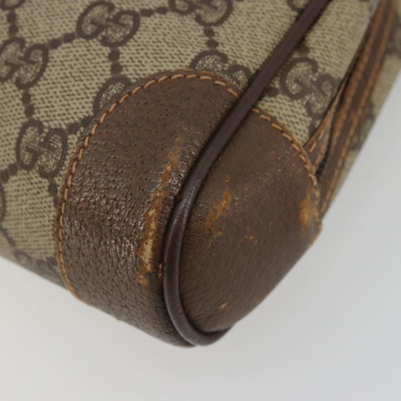 GUCCI GG Supreme Clutch Bag PVC Beige Gold Auth 175370