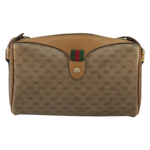 GUCCI Micro GG Supreme Web Sherry Line Bag PVC Beige Gold 89 02 018 Auth 175371