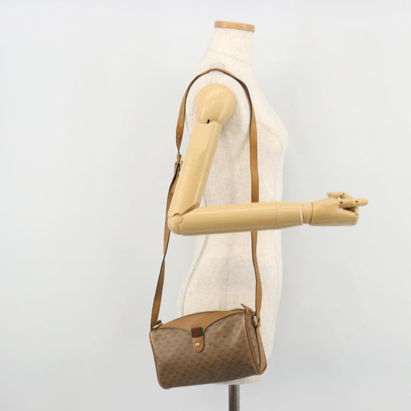 GUCCI Micro GG Supreme Web Sherry Line Bag PVC Beige Gold 89 02 018 Auth 175371