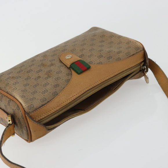 GUCCI Micro GG Supreme Web Sherry Line Bag PVC Beige Gold 89 02 018 Auth 175371