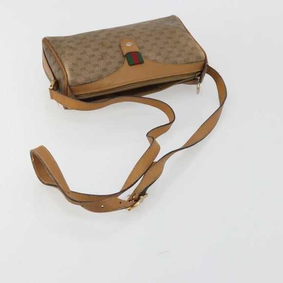 GUCCI Micro GG Supreme Web Sherry Line Bag PVC Beige Gold 89 02 018 Auth 175371