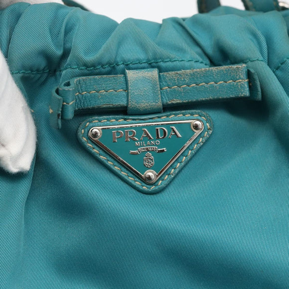 PRADA Hand Bag Nylon Light Blue Silver Auth 175374