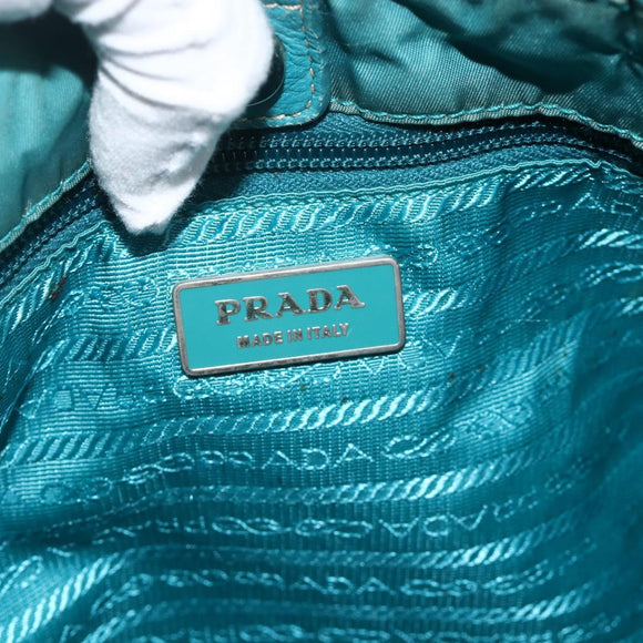 PRADA Hand Bag Nylon Light Blue Silver Auth 175374