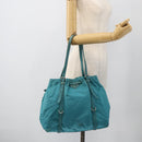 PRADA Hand Bag Nylon Light Blue Silver Auth 175374-23
