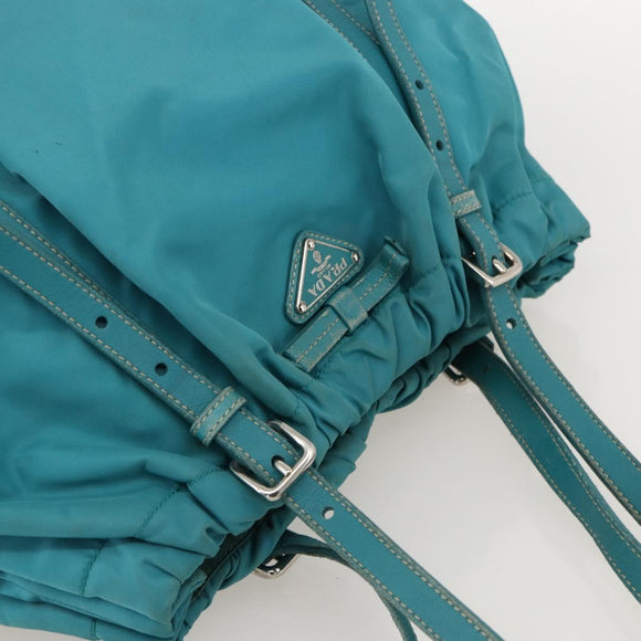 PRADA Hand Bag Nylon Light Blue Silver Auth 175374