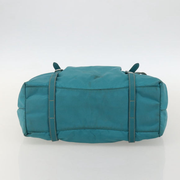 PRADA Hand Bag Nylon Light Blue Silver Auth 175374