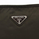 PRADA Shoulder Bag Nylon Khaki Silver Auth 175377A-18